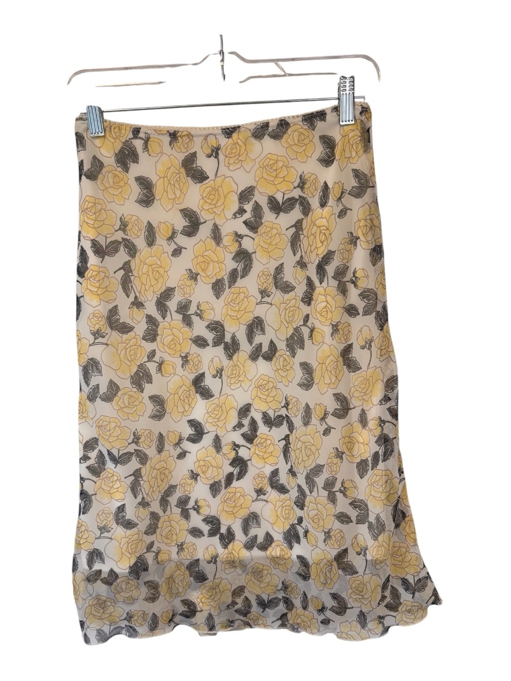 La Belle Fashions Floral Yellow Rose Print Women's Skirt Size 5 Pull On, Lined